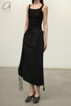 BASERANGE pattern suspender skirt SKPS-CO-SP24 black